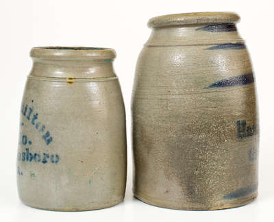 Two Cobalt-Decorated Greensboro, PA Stoneware Canning Jars