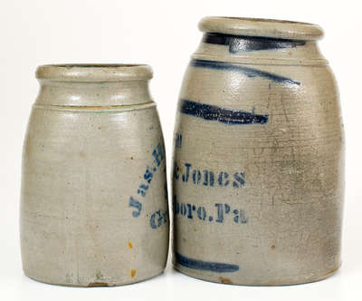 Two Cobalt-Decorated Greensboro, PA Stoneware Canning Jars