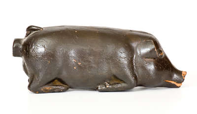 Glazed Stoneware Pig Bottle, Embossed 