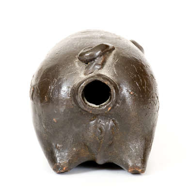 Glazed Stoneware Pig Bottle, Embossed 