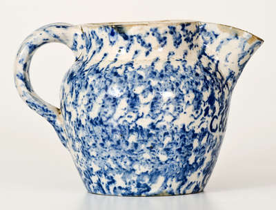 Rare Spongeware Presentation Pitcher, Inscribed "COUSIN MARY"
