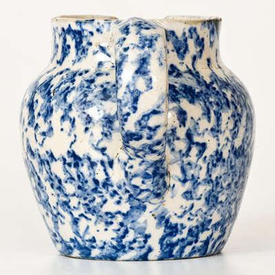 Rare Spongeware Presentation Pitcher, Inscribed "COUSIN MARY"