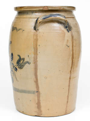 Four-Gallon Western PA Stoneware Jar w/ Cobalt Floral Decoration