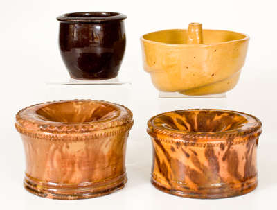 Four Pieces of Glazed Pennsylvania Redware, 19th century