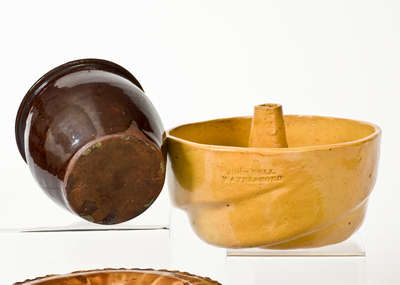 Four Pieces of Glazed Pennsylvania Redware, 19th century