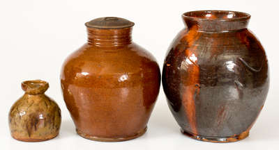 Three Pieces of Glazed American Redware, 19th century