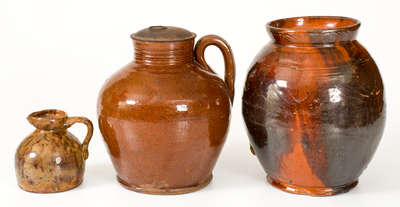 Three Pieces of Glazed American Redware, 19th century