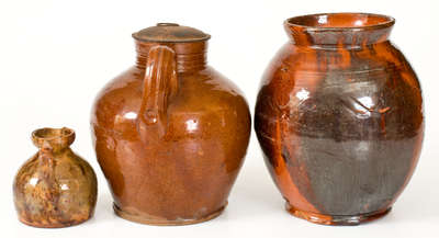 Three Pieces of Glazed American Redware, 19th century