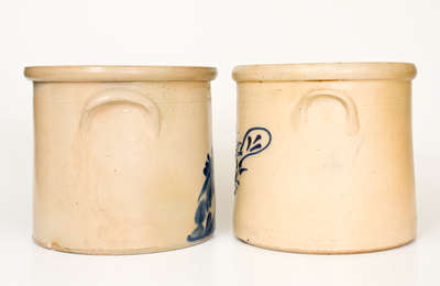 Two Stoneware Crocks w/ Cobalt Bird Decoration, Northeastern U.S. origin