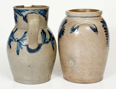 Two Pieces of Cobalt-Decorated Mid-Atlantic Stoneware, mid 19th century.