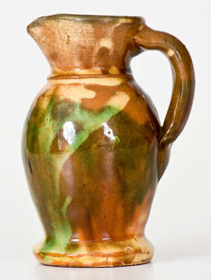 Scarce Miniature Multi-Glazed Shenandoah Valley Redware Pitcher