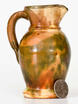 Scarce Miniature Multi-Glazed Shenandoah Valley Redware Pitcher