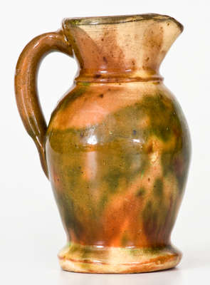 Scarce Miniature Multi-Glazed Shenandoah Valley Redware Pitcher