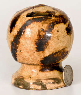 Shenandoah Valley Slip-Decorated Redware Bank, Strasburg, VA origin, circa 1890