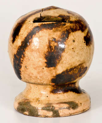 Shenandoah Valley Slip-Decorated Redware Bank, Strasburg, VA origin, circa 1890