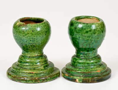 Two Copper-Glazed Strasburg, Virginia Redware Egg Cups