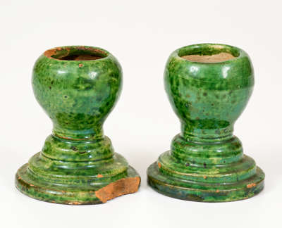 Two Copper-Glazed Strasburg, Virginia Redware Egg Cups