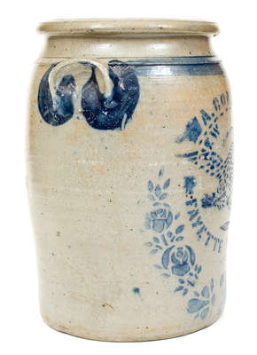 A. CONRAD / NEW GENEVA / FAYETTE CO. PA. Stenciled Eagle Stoneware Jar
