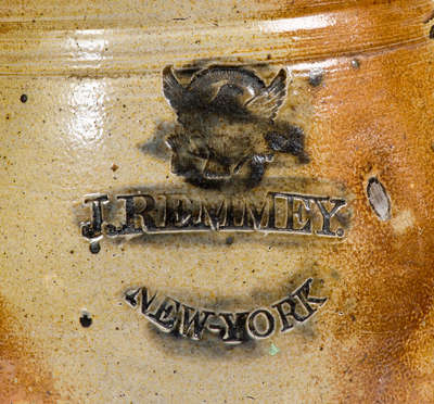 Exceedingly Rare and Important J. REMMEY / NEW YORK Stoneware Jar w/ Impressed Federal Eagle