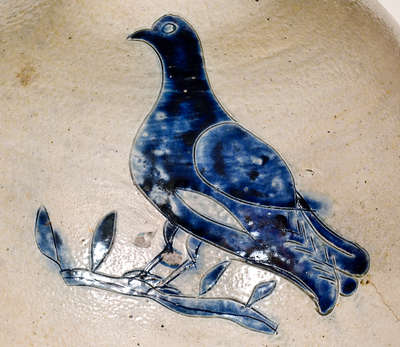 Outstanding New York City Stoneware Jug w/ Incised Bird Decoration, circa 1770-90