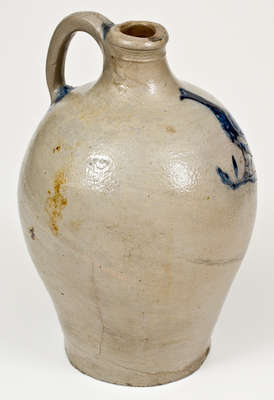 Outstanding New York City Stoneware Jug w/ Incised Bird Decoration, circa 1770-90