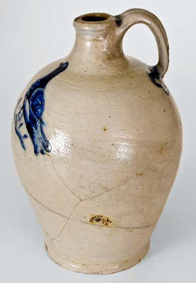 Outstanding New York City Stoneware Jug w/ Incised Bird Decoration, circa 1770-90