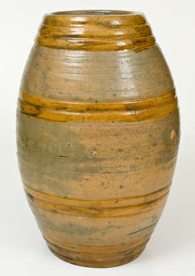 Monumental Stoneware Keg w/ Brown Decoration Inscribed 
