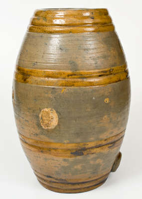 Monumental Stoneware Keg w/ Brown Decoration Inscribed 