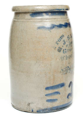 Two-Gallon Wheeling, WV Stoneware Advertising Jar, Western PA origin, circa 1875