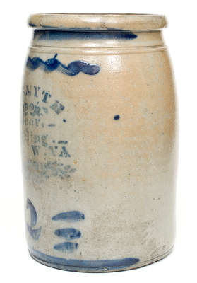 Two-Gallon Wheeling, WV Stoneware Advertising Jar, Western PA origin, circa 1875