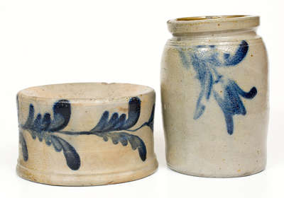 Two Pieces of Cobalt-Decorated Stoneware, attrib. Remmey Pottery, Philadelphia, PA