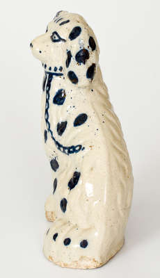 Cobalt-Decorated Ohio Stoneware Spaniel Doorstop, late 19th or early 20th century