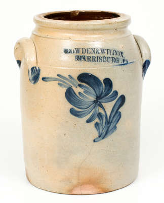 One-Gallon COWDEN & WILCOX / HARRISBURG, PA Stoneware Jar with Floral Design