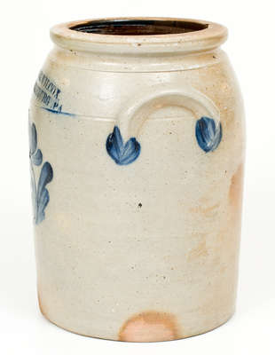 One-Gallon COWDEN & WILCOX / HARRISBURG, PA Stoneware Jar with Floral Design