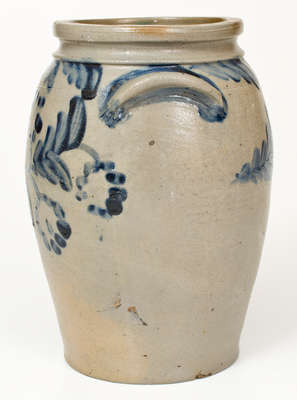 One-Gallon Baltimore, MD Stoneware Jar w/ Cobalt Floral Decoration, c1830