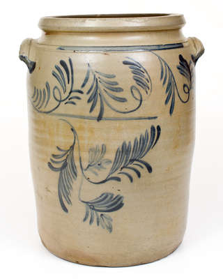 Fine Four-Gallon Morgantown Stoneware Jar w/ Elaborate Foliate Decoration, David Greenland Thompson