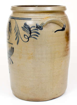 Fine Four-Gallon Morgantown Stoneware Jar w/ Elaborate Foliate Decoration, David Greenland Thompson
