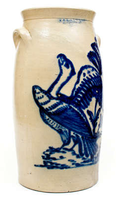 Extraordinary N. CLARK & CO. / ROCHESTER, NY Stoneware Churn w/ Elaborate 