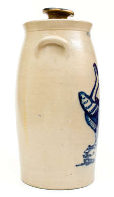 Extraordinary N. CLARK & CO. / ROCHESTER, NY Stoneware Churn w/ Elaborate 