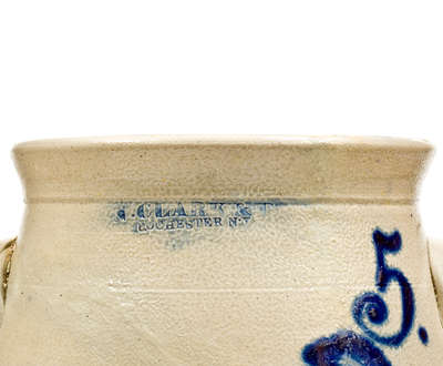 Extraordinary N. CLARK & CO. / ROCHESTER, NY Stoneware Churn w/ Elaborate 