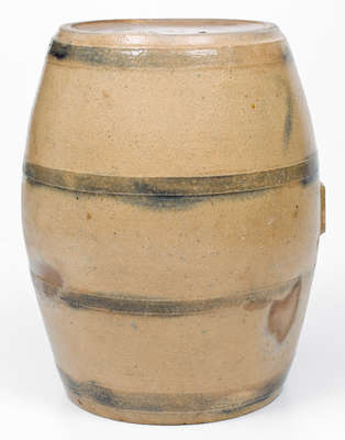 Very Rare Ohio Stoneware Cooler w/ Incised Gentleman s Profile and Fish Motifs, c1830