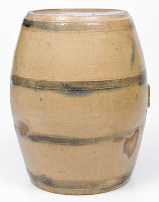 Very Rare Ohio Stoneware Cooler w/ Incised Gentleman's Profile and Fish Motifs, c1830
