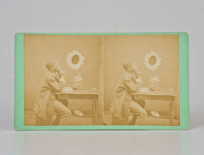 Stereoview featuring an Edgefield Face Jug from AIKEN AND VICINITY., J.A. Palmer, Aiken, SC