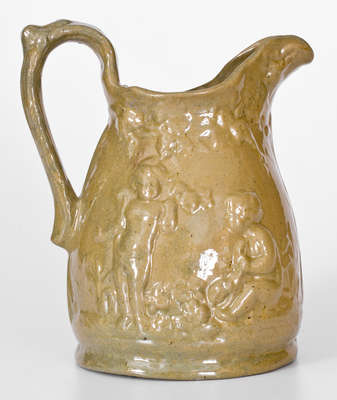 Rare JOHN BELL / WAYNESBORO Pottery Pitcher w/ Relief Cherubs Motif