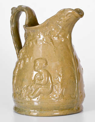 Rare JOHN BELL / WAYNESBORO Pottery Pitcher w/ Relief Cherubs Motif