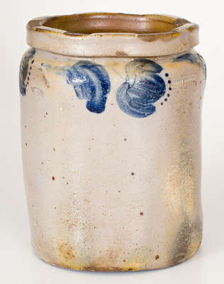 One-Gallon JOHN BELL (Waynesboro, PA) Stoneware Jar w/ Cobalt Floral Decoration