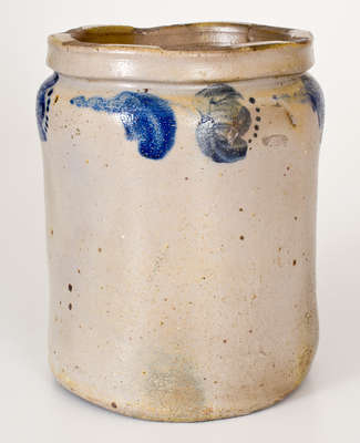 One-Gallon JOHN BELL (Waynesboro, PA) Stoneware Jar w/ Cobalt Floral Decoration