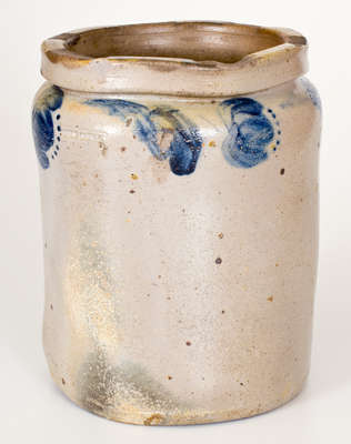 One-Gallon JOHN BELL (Waynesboro, PA) Stoneware Jar w/ Cobalt Floral Decoration