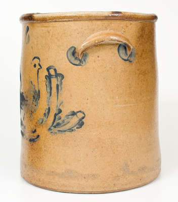Six-Gallon Ohio Stoneware Crock with Cobalt Bird-on-Branch Motif