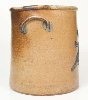 Six-Gallon Ohio Stoneware Crock with Cobalt Bird-on-Branch Motif